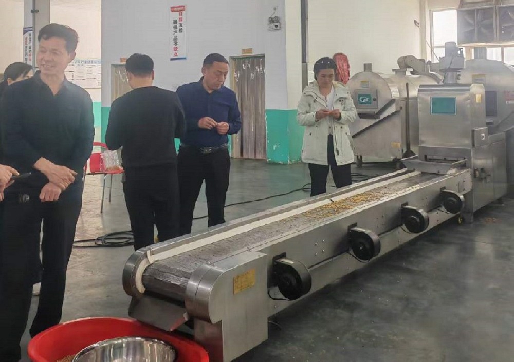 Food factory boss test machine fried goods assembly line fried many flavor soybeans