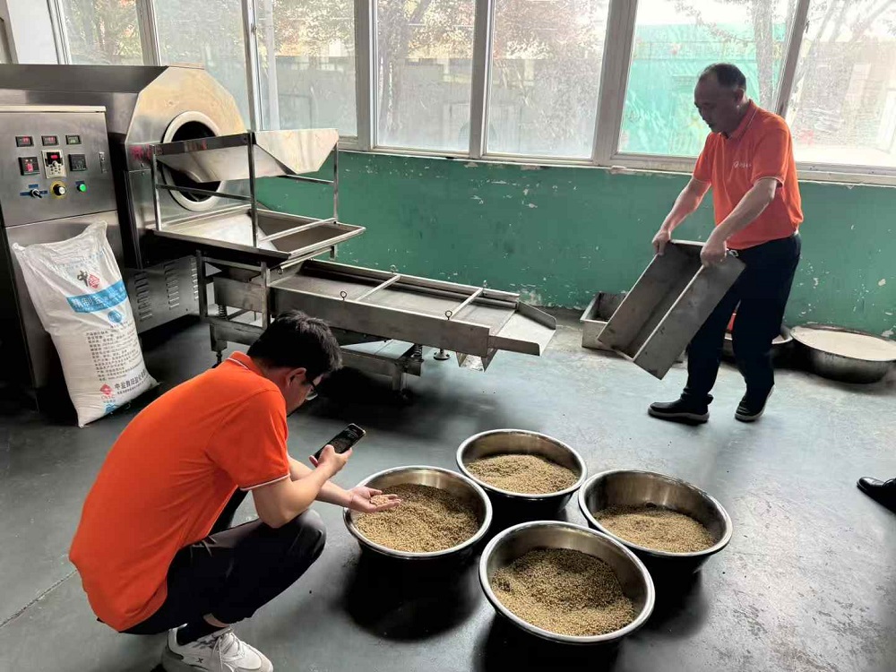 The customer tried roasting coix seed on the machine